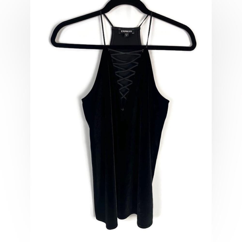Express Velvet Criss Cross V-neck Swing Camisole Black Sz XS Racerback Sexy Top
